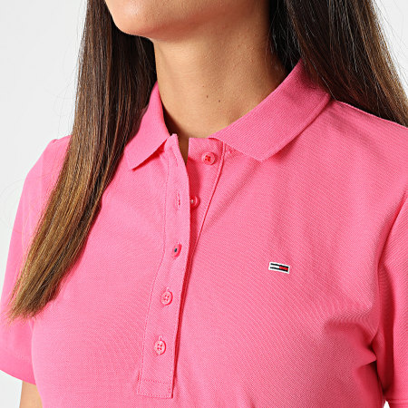 Tommy Jeans - Polo Manches Courtes Femme Slim Flag 2536 Rose