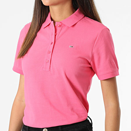 Tommy Jeans - Polo Manches Courtes Femme Slim Flag 2536 Rose
