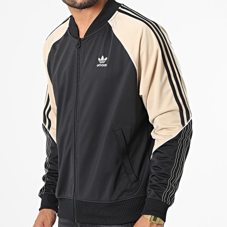 Adidas Originals - SST HI3000 Giacca con zip a righe in maglia nero-beige
