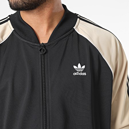 Adidas Originals - Veste Zippée A Bandes Tricot SST HI3000 Noir Beige