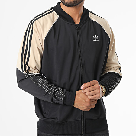 Adidas Originals - SST HI3000 Giacca con zip a righe in maglia nero-beige