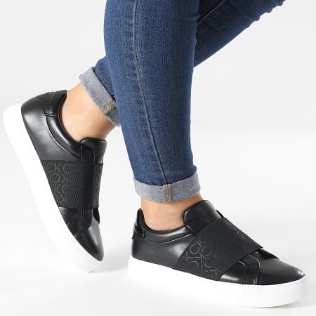 Calvin Klein - Zapatillas para mujer Cupsole Slip-On 1325 CK Negras