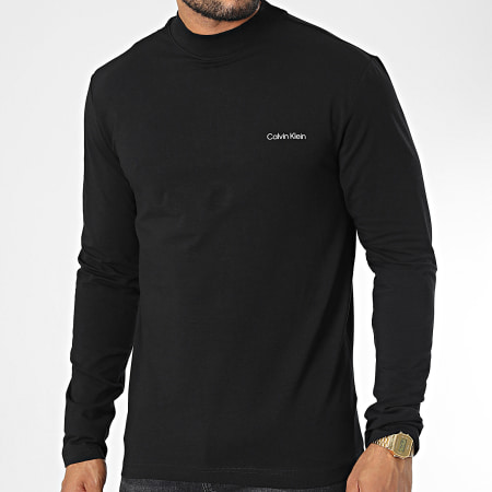 Calvin Klein - Tee Shirt Manches Longues Micro Logo 0179 Noir