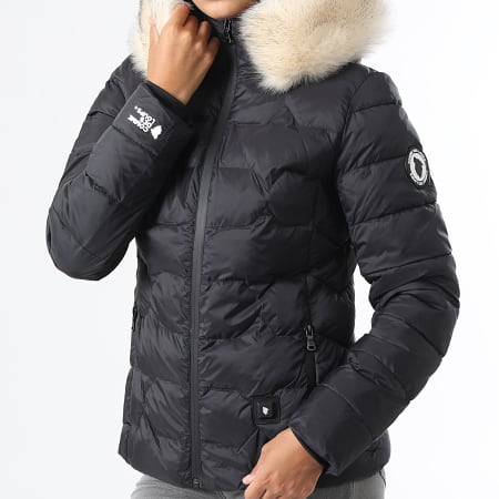 Comme Des Loups - Plumífero para mujer Val Thorens Slim Fit Furry Warming Down Jacket Negro