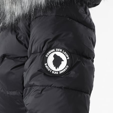 Comme Des Loups - Val Thorens Women's Fur Warming Hooded Comforter Negro Gris