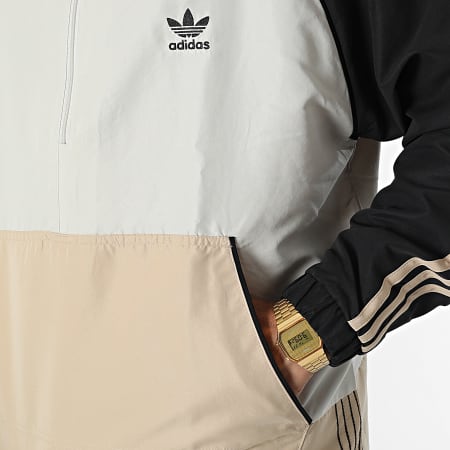 Adidas Originals - Chaqueta de exterior con rayas tejidas SST Anora HI2998 Beige Negro