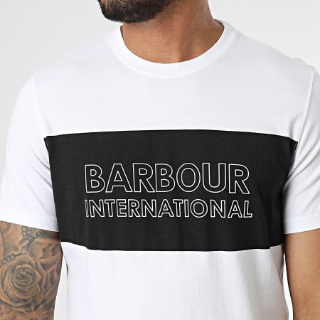 Barbour International - Tee Shirt Panel Logo MTS0643 Blanc Noir