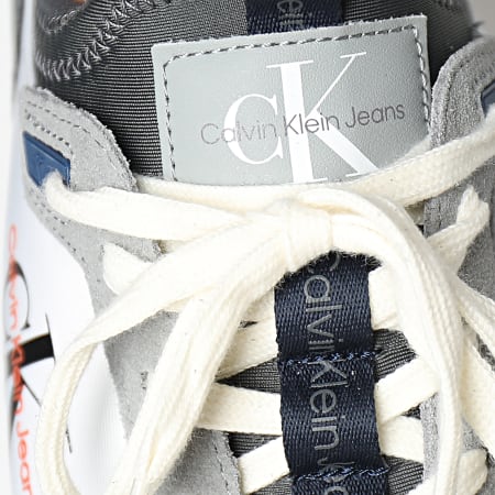 Calvin Klein - Zapatillas Runner Sock Laceup 0553 Mercury Gris Coral Naranja