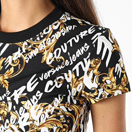 Versace Jeans Couture - Tee Shirt Crop Femme 73HAH602-JS109 Noir