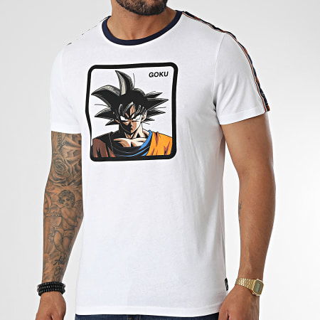 Capslab - Tee Shirt A Bandes Goku Blanc