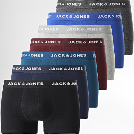 Jack And Jones - Set di 7 boxer Spector nero blu bordeaux