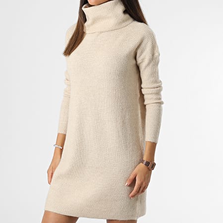 Only - Robe Pull Col Roulé Femme Jana Beige