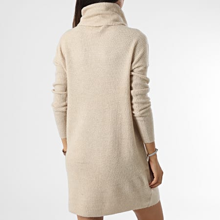 Only - Robe Pull Col Roulé Femme Jana Beige
