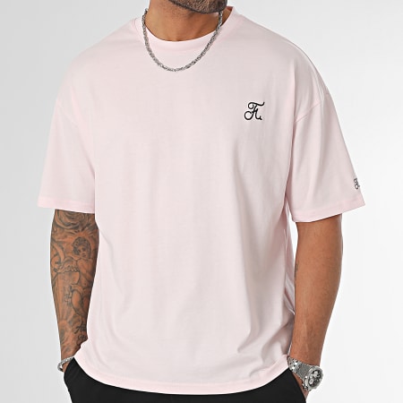 Final Club - Tee Shirt Oversize Large con ricamo 1064 Rosa pallido