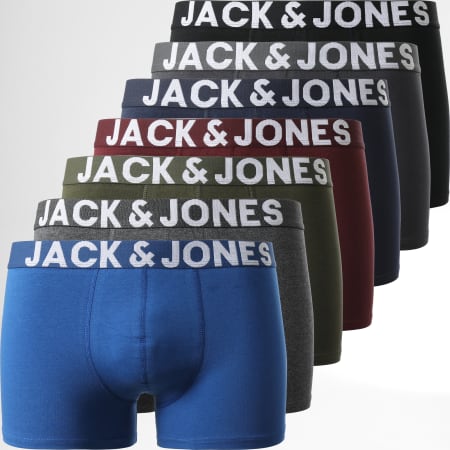 Jack And Jones - Nero e bianco 7 confezioni di boxer verde kaki bordeaux blu navy