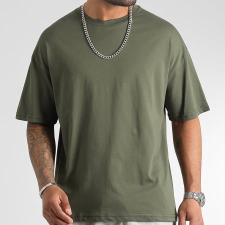 LBO - Lot de 2 Tee Shirts Oversize Large 2734 Vert Kaki Noir