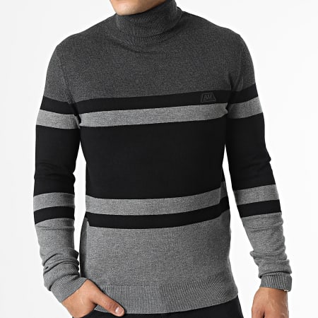 Antony Morato Pull Col Roulé MMSW01301 Gris Chiné Noir Gris