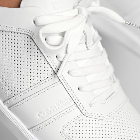 Calvin Klein - Zapatillas Low Top Lace Up Piel 0471 Triple Blanco
