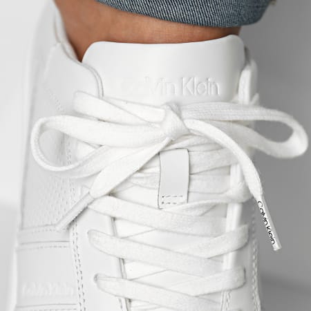 Calvin Klein - Zapatillas Low Top Lace Up Piel 0471 Triple Blanco