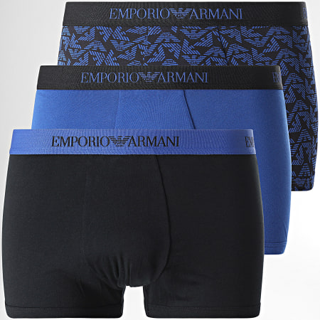 Emporio Armani - Juego de 3 Boxers 111625-2F722 Negro Azul Real