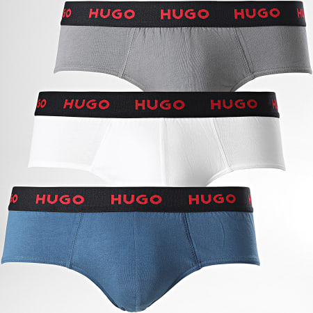 HUGO - Set di 3 boxer 50469783 Grigio Bianco Blu
