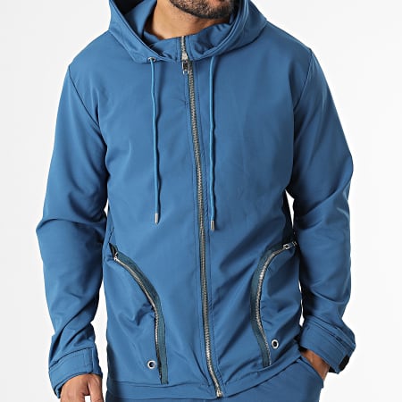 Ikao - LL602 Conjunto de chaqueta azul con cremallera y pantalón cargo