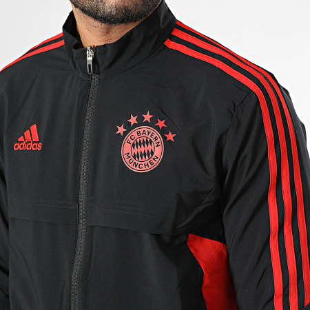 Adidas Performance - Bayern Munich Chaqueta con cremallera a rayas HI3464 Negro Rojo