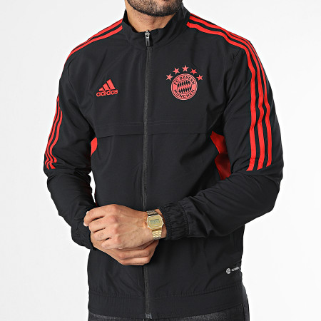 Adidas Sportswear - Veste Zippée A Bandes Bayern Munich HI3464 Noir Rouge