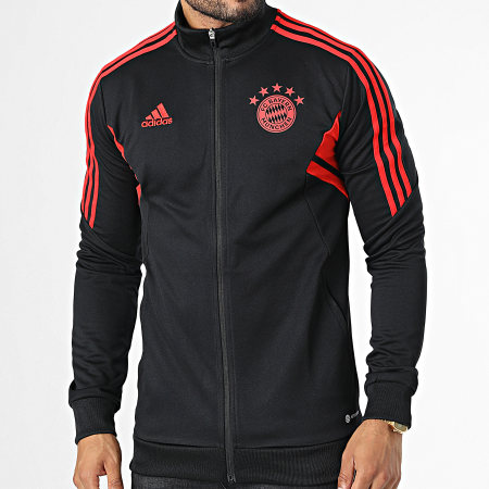 Adidas Sportswear - Giacca con zip a righe del Bayern Monaco HI3469 Nero Rosso