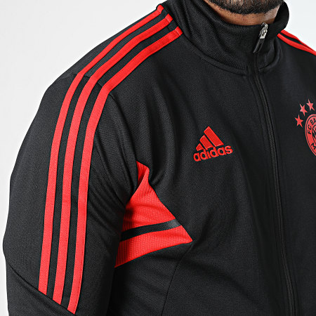 Adidas Sportswear - Giacca con zip a righe del Bayern Monaco HI3469 Nero Rosso