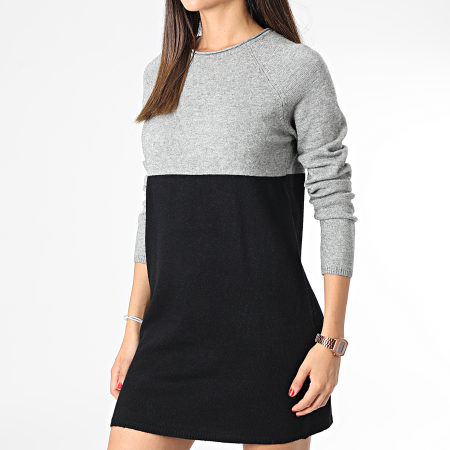 Only - Robe Pull Femme Lillo Noir Gris Chiné