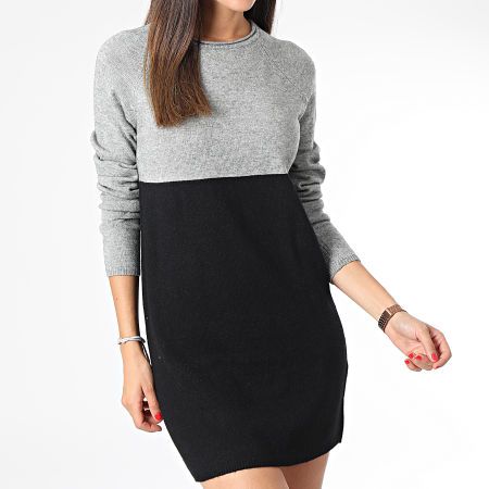 Only - Robe Pull Femme Lillo Noir Gris Chiné