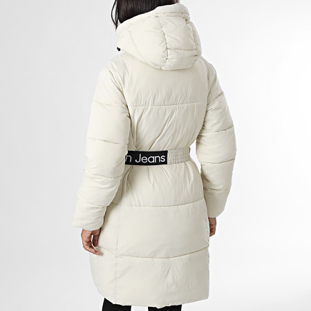 Calvin Klein - Abrigo largo con capucha para mujer 9829 Beige
