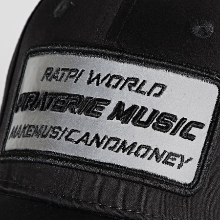Piraterie Music - Casquette Large Logo Noir Réfléchissant