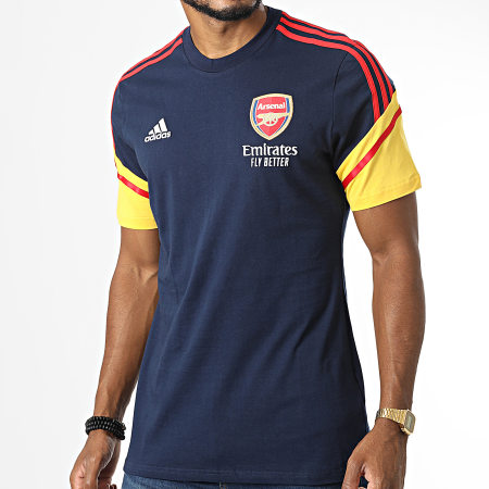 Adidas Sportswear - Tee Shirt A Bandes Arsenal HA5271 Bleu Marine Jaune