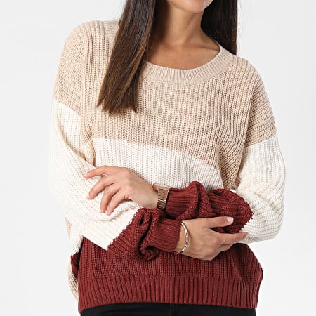 Deeluxe - Pull Femme Meline Beige Bordeaux - LaBoutiqueOfficielle.com