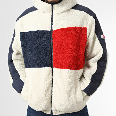 Tommy Jeans Veste Zippée Capuche Sherpa Réversible 4455 Beige