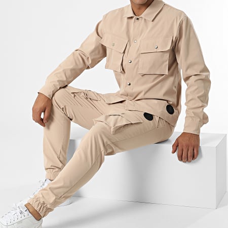 Zelys Paris - Set giacca e pantaloni cargo beige Lva