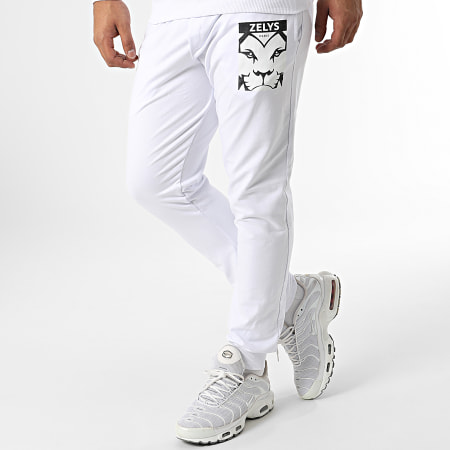 Zelys Paris - Set di pantaloni da jogging e felpa con cappuccio Vista White