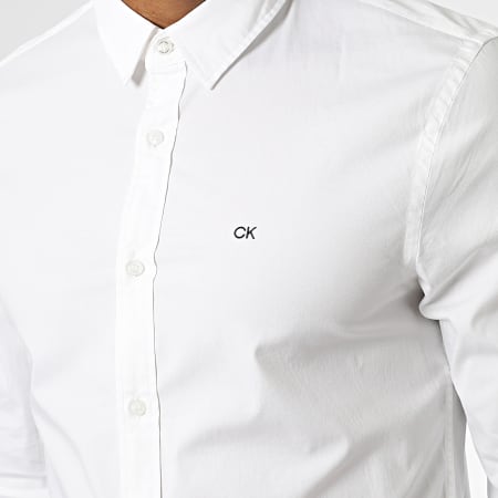 Calvin Klein - Chemise Manches Longues Stretch Poplin 0856 Blanc