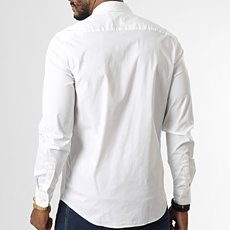 Calvin Klein - Camisa de popelina elástica de manga larga 0856 Blanca