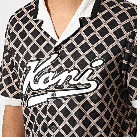 Karl Kani - Chemise Manches Courtes Varsity Logo AOP Baseball 6033425 Noir Beige
