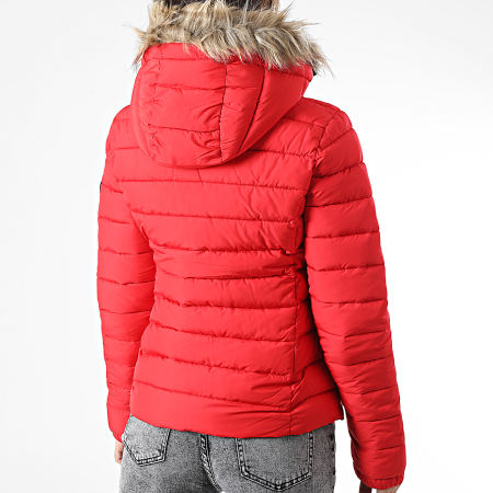 Superdry - Piumino Fuji da donna in pelliccia rossa con cappuccio