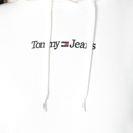 Tommy Jeans - Felpa con cappuccio Regular Serif Linear Donna 4362 Bianco