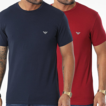 Emporio Armani - Lote de 2 Camisetas 111267-2F720 Azul Marino Burdeos