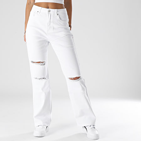 Girls Outfit - Jean Flare Femme D1587 Blanc