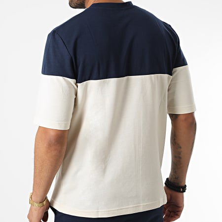 Jack And Jones - Set di maglietta e pantaloncini da jogging beige navy a blocchi di colore