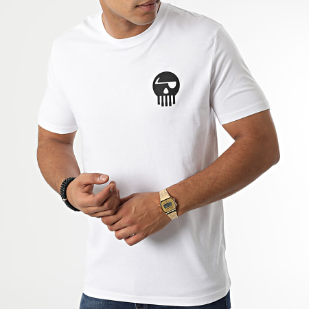 Piraterie Music - Tee Shirt Logo Chest And Back Blanc Noir