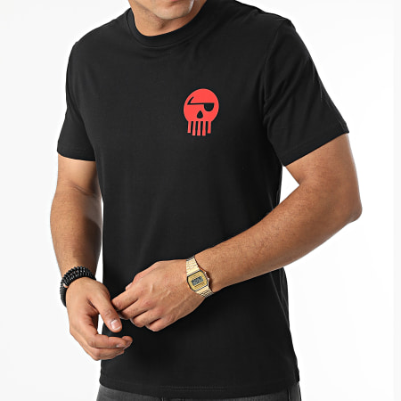 Piraterie Music - Tee Shirt Logo Chest And Back Noir Rouge