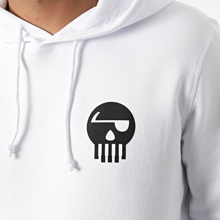 Piraterie Music - Sweat Capuche Logo Chest And Back Blanc Noir